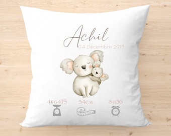 Coussin personnalisé | coussin de naissance | cadeau de naissance | coussin bébé | enfant | Arc en ciel