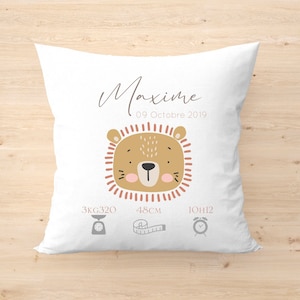 Personalized cushion | birth cushion | birth gift | baby cushion | child | Lion head | Jungle animals | savannah