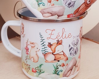 Mug émaillé métal ou céramique | tasse personnalisée | | mug personnalisé | Animaux de la foret | FOREST | enfant