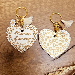 Porte clé LEOPARD personnalisé maîtresse atsem fin année scolaire mamie / grands mères / maman / cadeau personnalisé / clé fete des mères