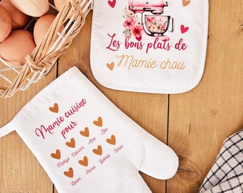 Guante de cocina y agarradera personalizados - Regalo del Día de la Madre del Día de la Madre de la Abuela - Regalo de la hermana niñera