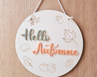Crown / suspension / autumn frame, hello fall / hello autumn / personalized decoration / original / pumpkin / hedgehog /