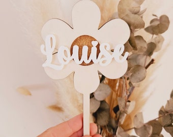 Cake topper personalized first name / birthday baptism wedding communion decoration / daisy daisy cake decoration