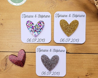 Pin's ou broche pour cadeaux invité - cadeau mariage baptême anniversaire - personnalisé - cœur paillète