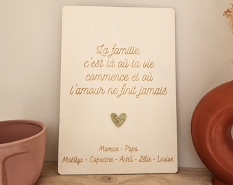 Affiche / cadre / plaque / famille amour citation décoration intérieur cadeau marié mariage st valentin couple cœur personnalisée