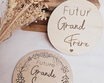 Carte en bois / annonce grossesse / annonce grande soeur / grand frère / futur parent / futur grand frere, grande soeur