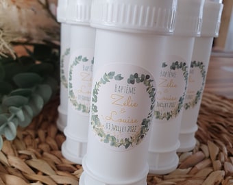 LOT de 6 Tubes ou étiquettes pour tubes bulle de savon personnalisés | Mariage Baptême Anniversaire Communion Pacs Baby shower