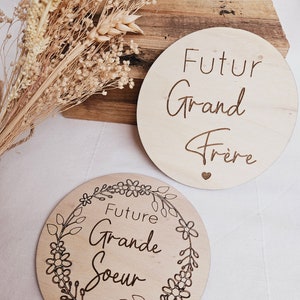 Carte en bois / annonce grossesse / annonce grande soeur / grand frère / futur parent / futur grand frere, grande soeur