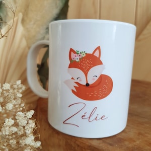 Unbreakable mug | child cup | plastic | personalized mug | forest animals | fox