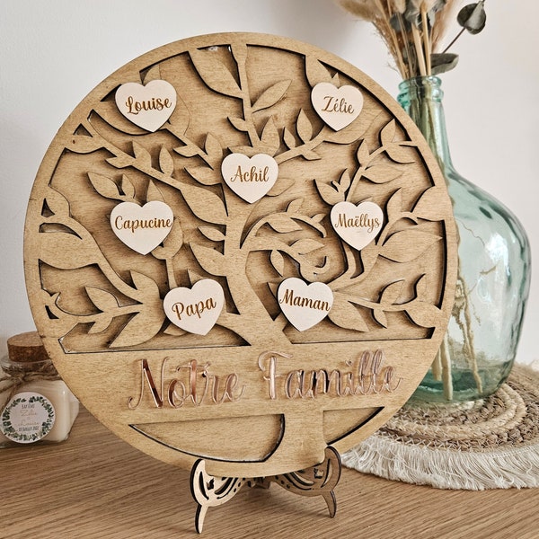 Houten levensboom frame / stamboom / stamboom / voornamen / gepersonaliseerd / gepersonaliseerd cadeau
