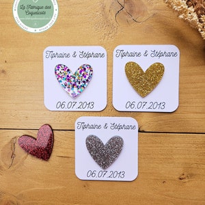 Pin's ou broche pour cadeaux invité - cadeau mariage baptême anniversaire - personnalisé - cœur paillète