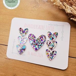 carte pins personnalisé anniversaire ou EVJF  / coeur / cadeau souvenir personnalisé
