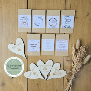 Sachet de graine de fleur et d'amour à planter - personnalisé - cadeau invité - maîtresse - mariage - témoin - baptême mamie maman papa fête