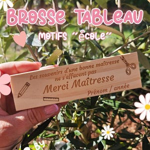 Brosse tableau personnalisée - maitresse - maitre cadeau personnalisé, fin année noël anniversaire maternelle école MOTIFS ECOLE
