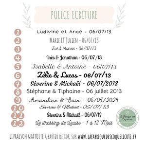 Etiquette personnalisée EN BOIS ronde Mariage baptême baby shower anniversaire pacs communion / Marque place invité image 9