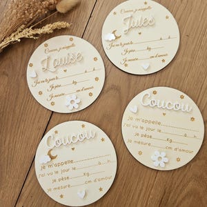Plaque de naissance pour bracelet | cadeau de naissance | carte bienvenue bébé | naissance | plaque bois | personnalisé