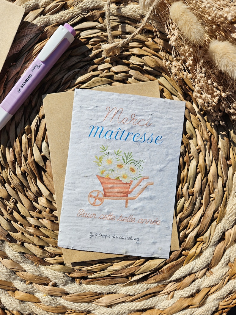 Carte à planter / carte à semer Maîtresse atsem nounou maître professeur cadeau maitresse image 3