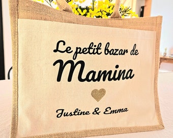 Personalized tote bag - shopping bag - women's cotton jute bag nanny grandma Mother's Day Grandma's Day