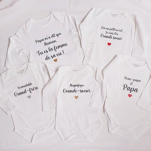 Body personnalisé tee-shirt personnalisé tee shirt famille bébé enfant grand frère grande sœur votre texte / nounou image 5