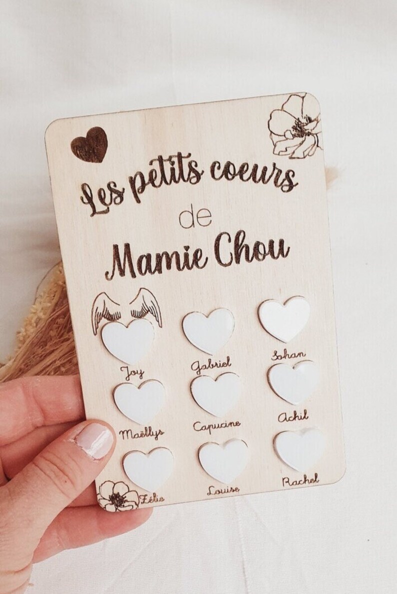 Carte bois mamie / cadeau fête des grands mère / petits enfants / fête des grands mère cadeau personnalisé / cadeau maman / fête des mères image 6
