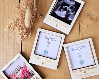 Personalized polaroid wood - magnet - personalized photo polaroid gift woman mistress nanny grandma wedding announcement pregnancy witness