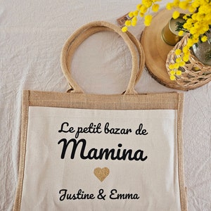 Personalized tote bag shopping bag women's cotton jute bag nanny grandma Mother's Day Grandma's Day image 2