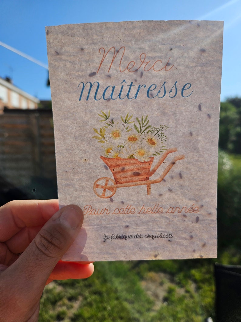 Carte à planter / carte à semer Maîtresse atsem nounou maître professeur cadeau maitresse image 8