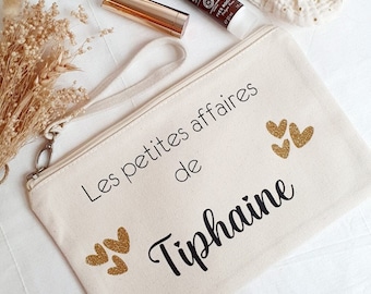 Trousse coton personnalisé / cadeau femme / trousse coton / Prénom / les petites affaires de ....