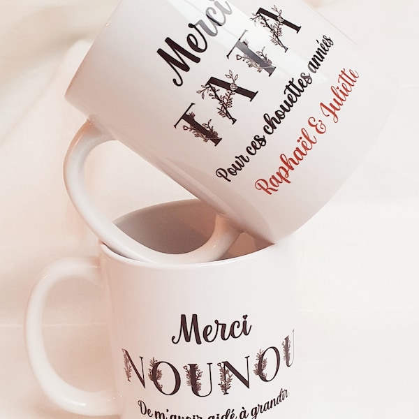 Mug céramique | tasse personnalisée | merci nounou | super nounou | cadeau nounou | mug personnalisé | cadeau personnalisé