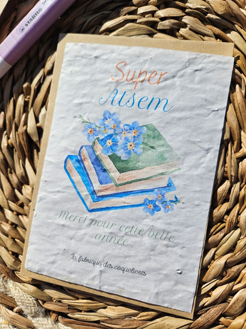 Carte à planter / carte à semer Maîtresse atsem nounou maître professeur cadeau maitresse image 9