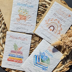 Carte à planter / carte à semer Maîtresse atsem nounou maître professeur cadeau maitresse image 2