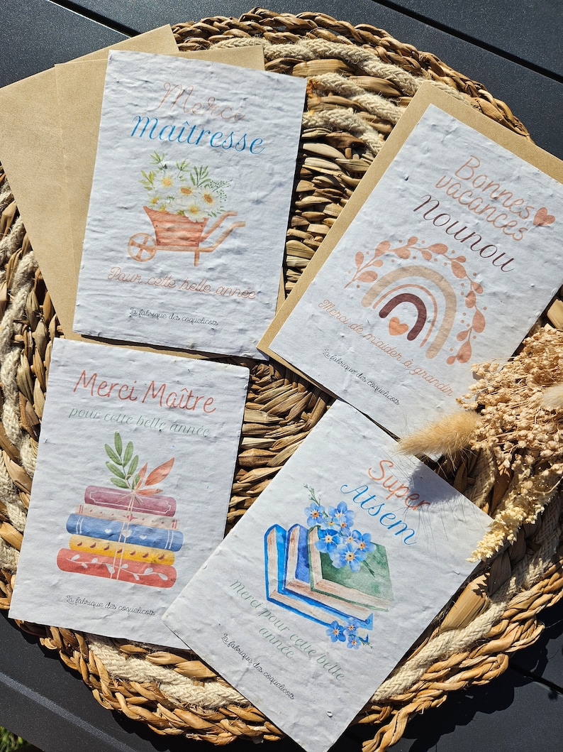 Carte à planter / carte à semer Maîtresse atsem nounou maître professeur cadeau maitresse image 2
