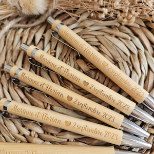 Personalized bamboo ballpoint pen / Gift for hostess wedding guest witness parties / personalized gift / Company anniversary Committee image 1