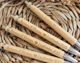 Penna a sfera in bambù personalizzata / Regalo per hostess festa di nozze testimone / regalo personalizzato / Comitato anniversario aziendale