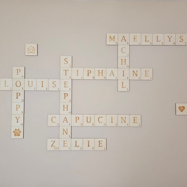 Lettre scrabble bois / xxl / géante / déco home décoration personnalisé / décoration originale / famille / prénom / amour / love