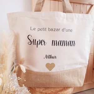 Sac cabas | Grand sac cabas | sac personnalisé | cadeau femme ,idée cadeau, sac personnalisé original | nounou | atsem | mamie | maman