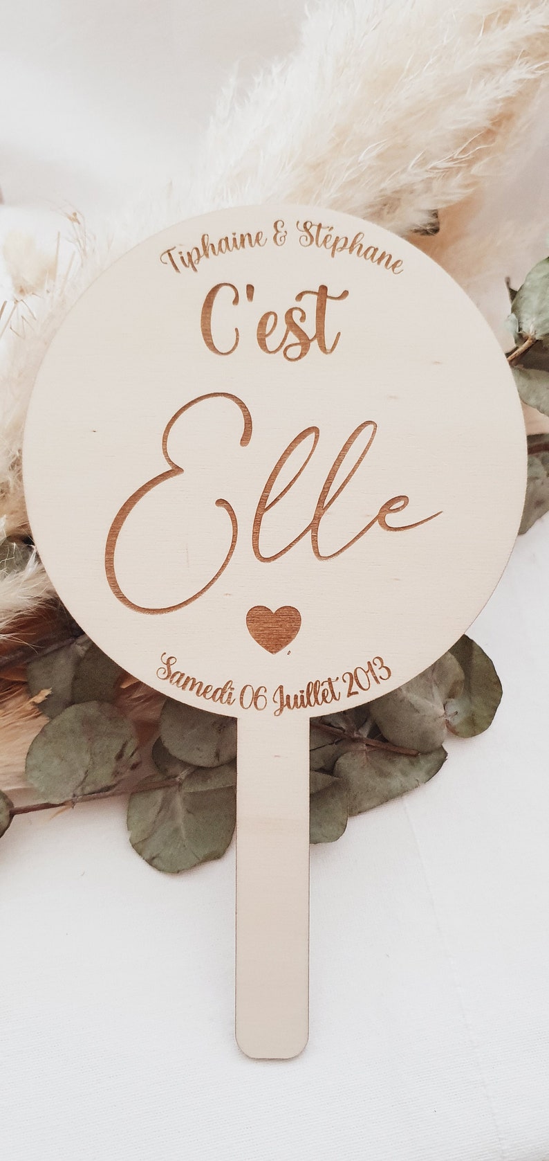 Pancarte Elle & Lui jeu de mariage, jeu de couple animation de mariage jeu des mariés personnalisé N3 COEUR AV PERSO