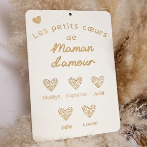 Carte / cadre bois / cadeau fête grands mère / petits enfants / fête des mères cadeau personnalisé / cadeau maman / cœur LEOPARD