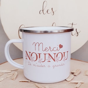 Enameled metal or ceramic mug | personalized mug | thank you nanny | great | auntie gift | personalized mug | Granny mom dad