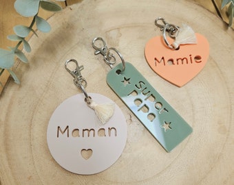 Porte-clés personnalisé à message - maman mamie marraine parrain cadeau enfant nounou maitresse / maitre/ papy