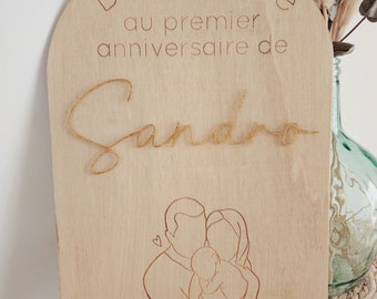 Panneau de bienvenue en bois personnalisé | tableau mariage baptême anniversaire pacs babyshower photo Booth événement