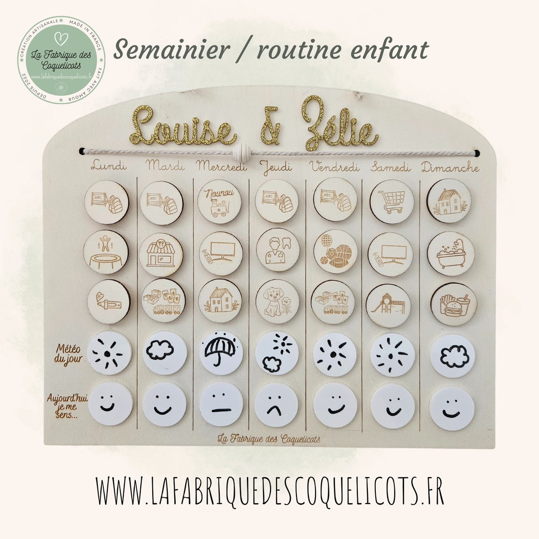 ELEITEN Semainier Magnétique Enfant - 231 Aimants - Tableau Routine Montessori - Dès 3 Ans