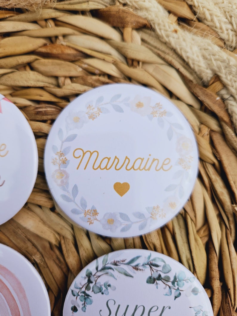 Personalized badge / EVJF EVG wedding baptism godfather godmother guest gift wedding witness image 8