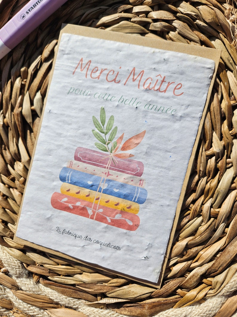 Carte à planter / carte à semer Maîtresse atsem nounou maître professeur cadeau maitresse image 7