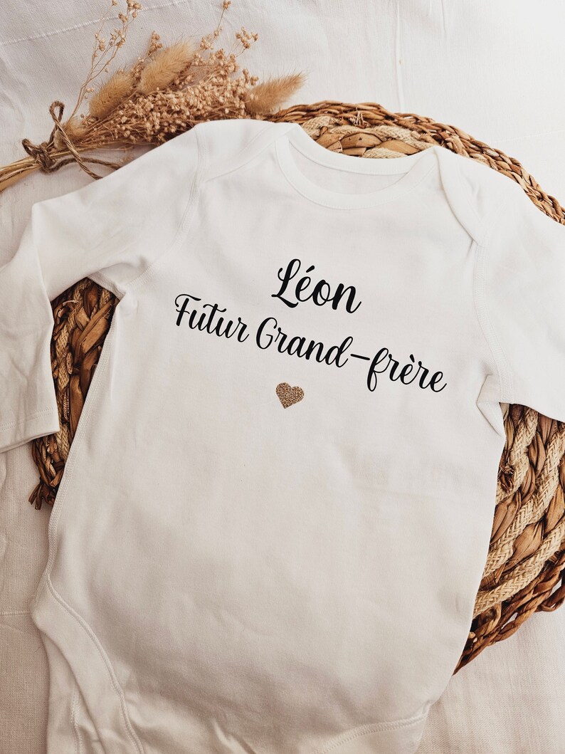 Body personnalisé tee-shirt personnalisé tee shirt famille bébé enfant grand frère grande sœur votre texte / nounou image 3