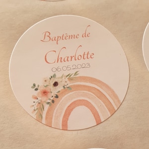 Lot de 24 Etiquettes autocollantes personnalisées ronde 40mm mariage baptême baby shower anniversaire pacs communion / image 8