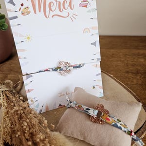 Bracelet liberty marguerite / carte MERCI /cadeau fin année - cadeau maitresse atsem école cadeau enfant