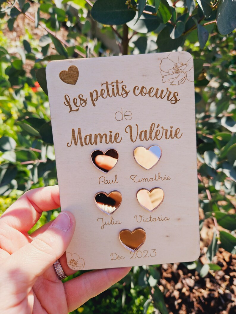 Carte bois mamie / cadeau fête des grands mère / petits enfants / fête des grands mère cadeau personnalisé / cadeau maman / fête des mères image 4