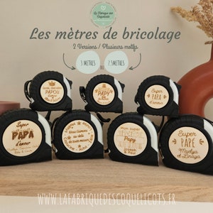 Mètre de bricolage personnalisé couleur blanc et noir papa papy fête des pères grand-père cadeau personnalisé image 1