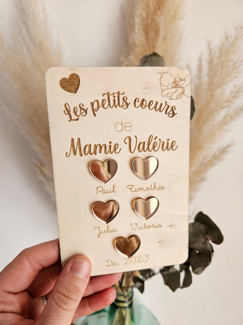 Carte bois mamie / cadeau fête des grands mère / petits enfants / fête des grands mère cadeau personnalisé / cadeau maman / fête des mères image 1